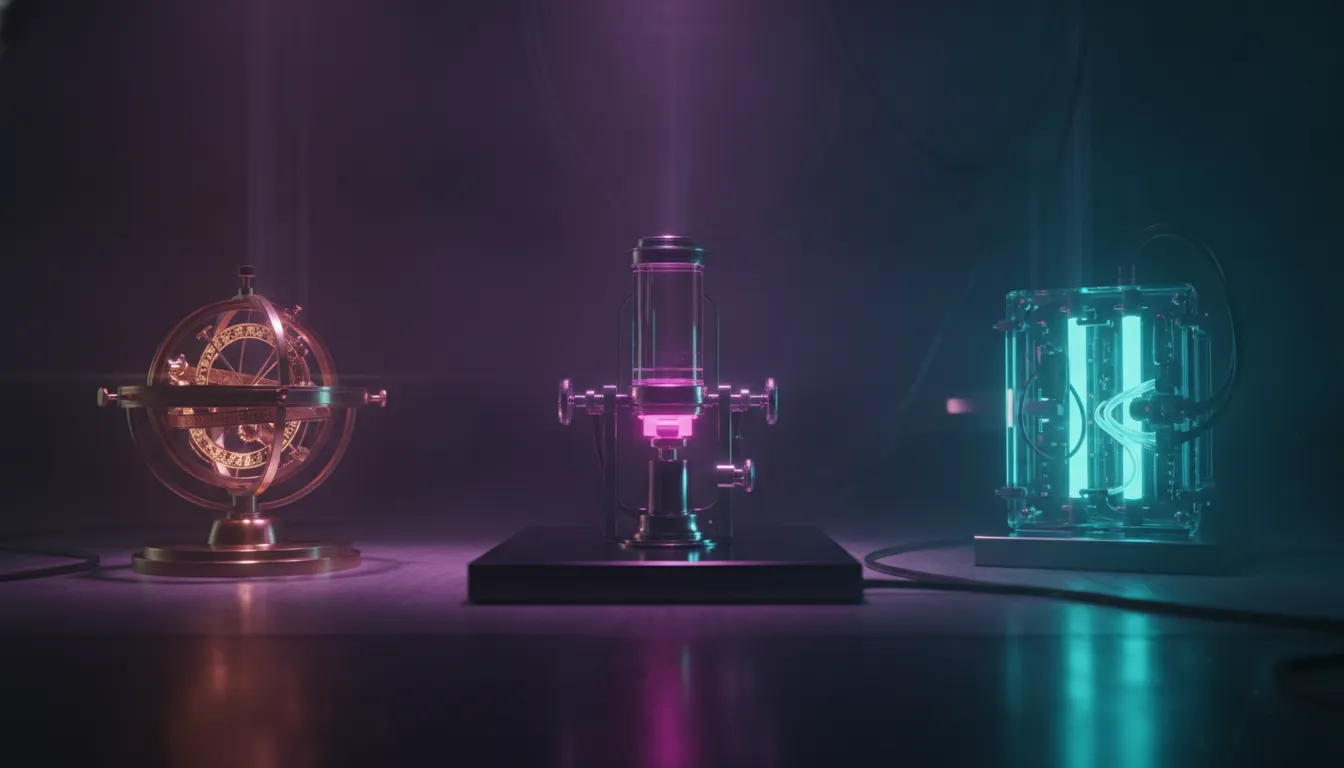 Several distinct specialized instruments glowing in their own niches