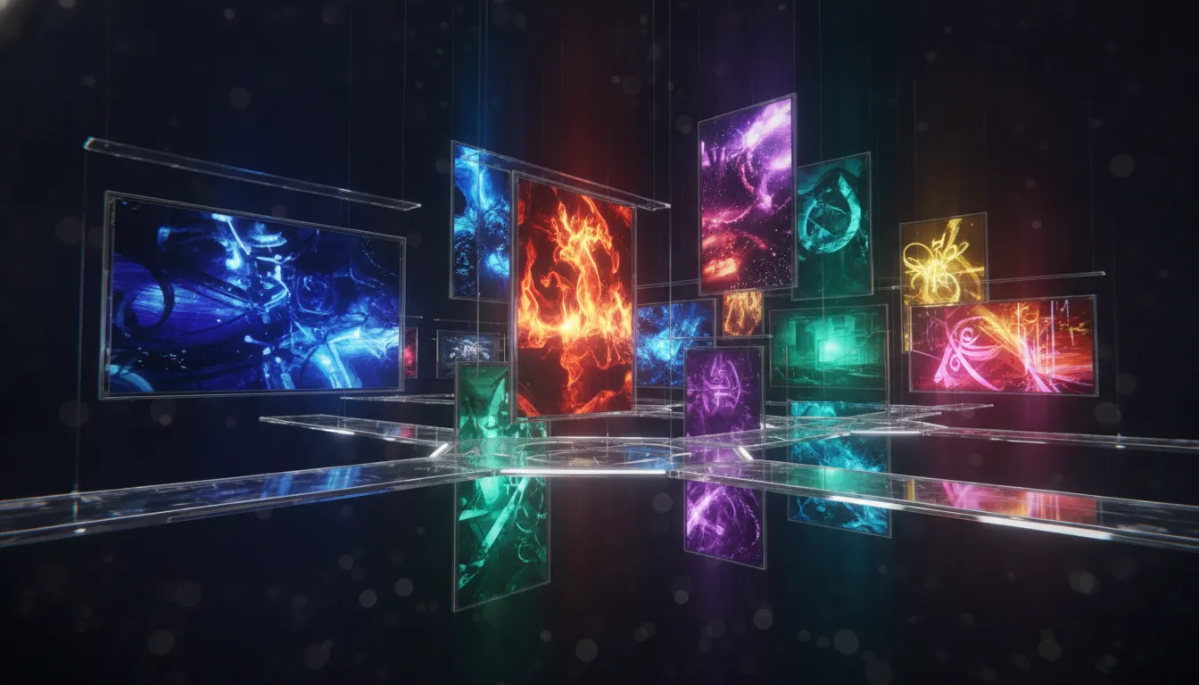An array of vivid AI-generated visual styles floating together