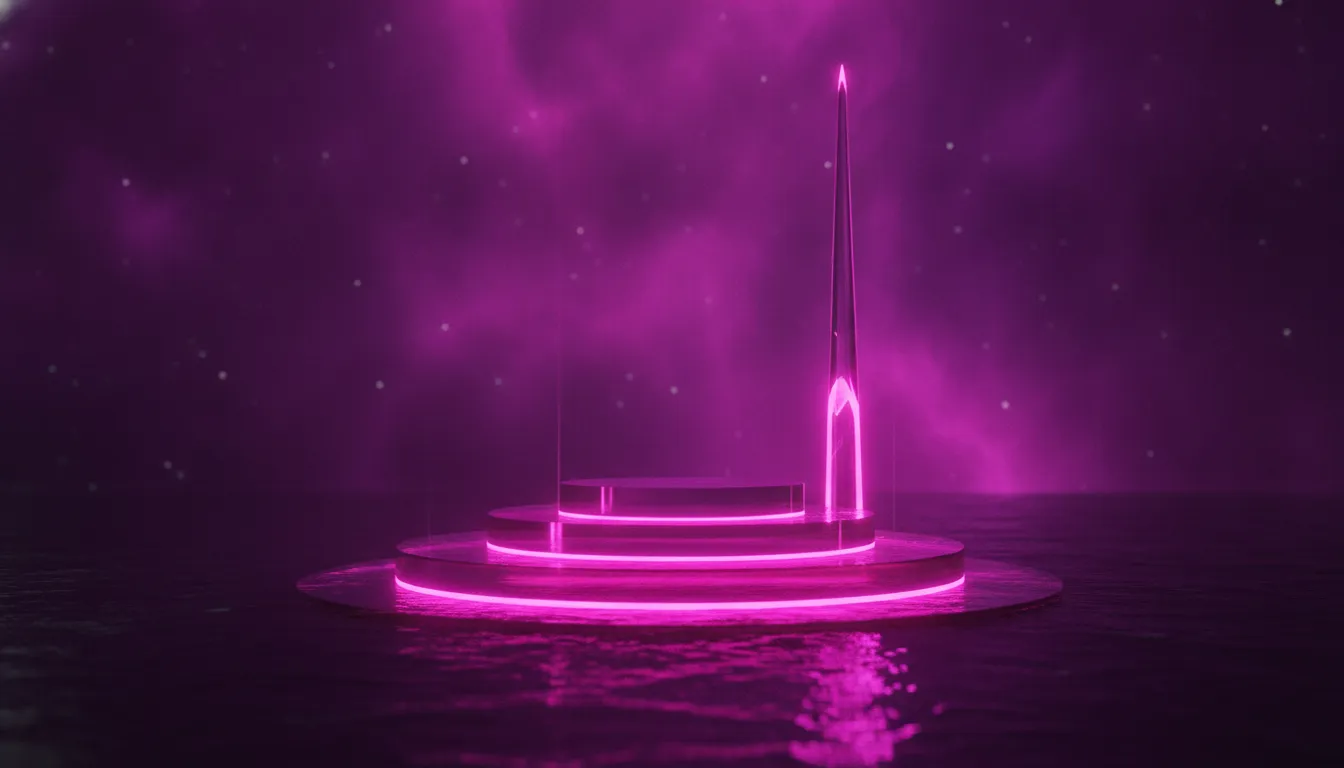 Ascending glowing pricing tiers beside a data spire