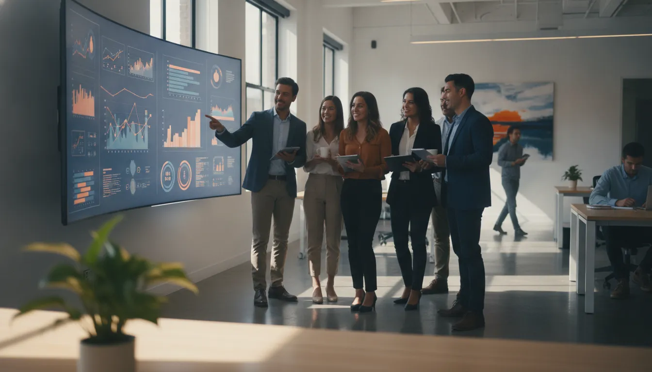 An enterprise marketing team reviewing unified analytics