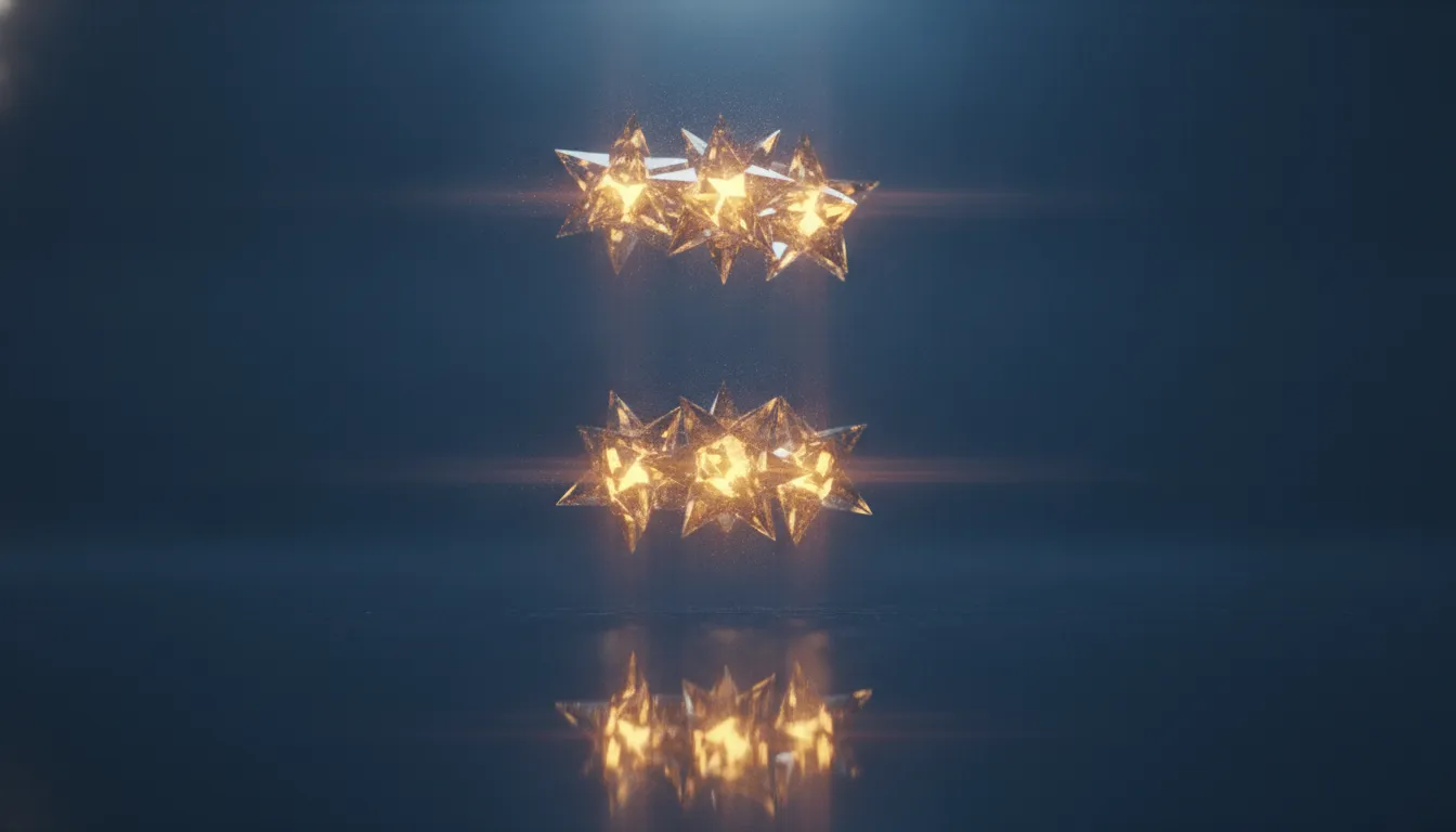 Glowing star ratings rising above a dark surface